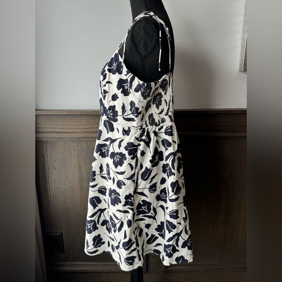 Old Navy Black and White Floral Linen blend spaghetti strap Mini Dress XL - Picture 3 of 7